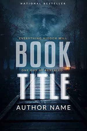 Thriller book cover with cool blue palette and skyline mood